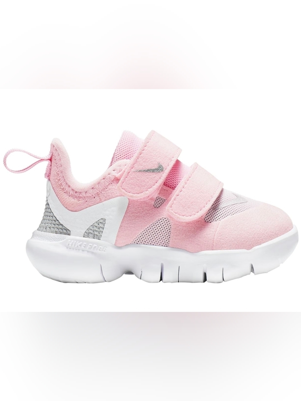 Nike Free, Stylish Pink Baby Dual-Strap Athletic Sneaker, Baby Size 2C